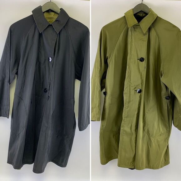 Mycra Pac Now Reversible Rain Jacket Button Collared Black Green Purse SM Medium - Picture 2 of 16